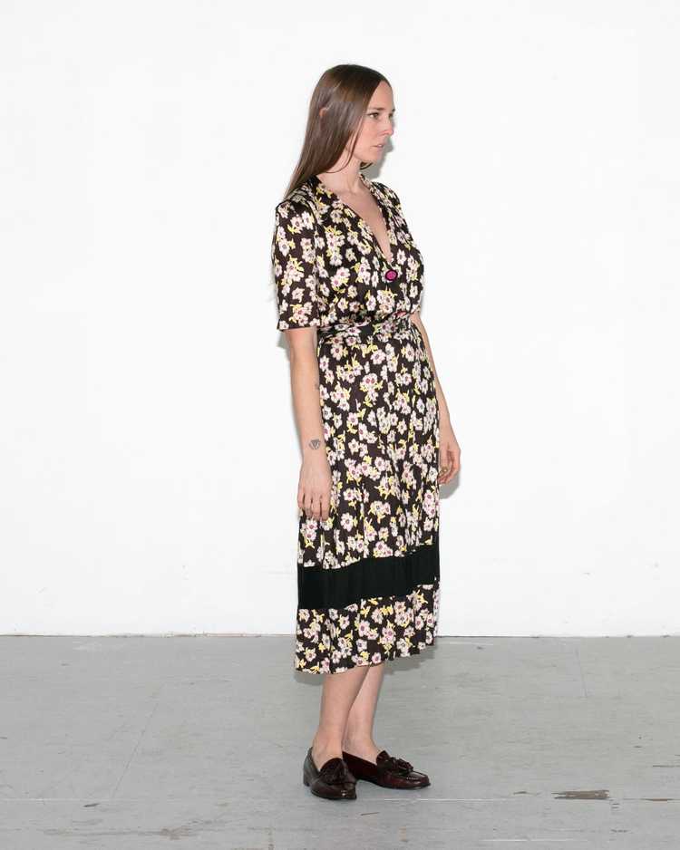 Vintage 1940's Rayon Jersey Floral Dress, 40's - image 4
