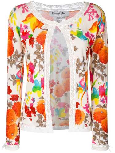 Christian Dior pre-owned floral lace trim cardigan