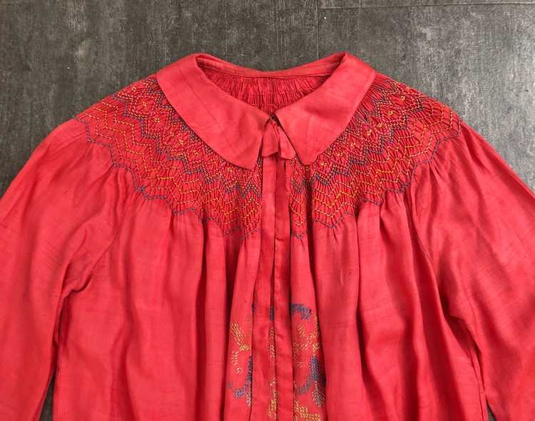 Silk 1920s embroidered blouse . vintage 20s top - image 3