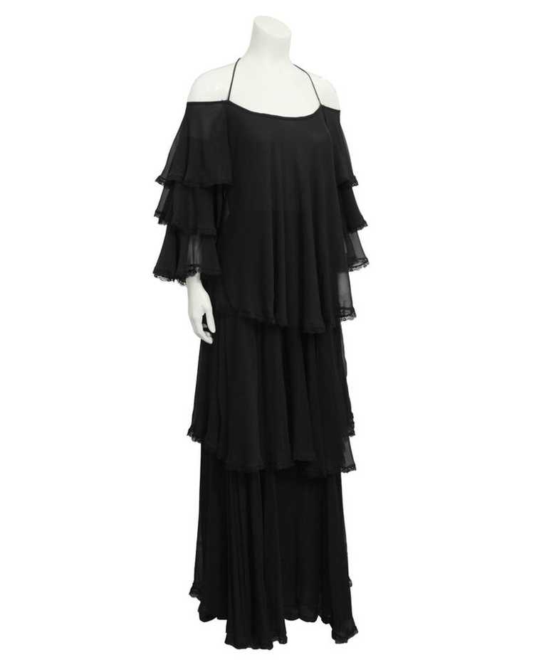 Black Chiffon Tiered Gown - image 1