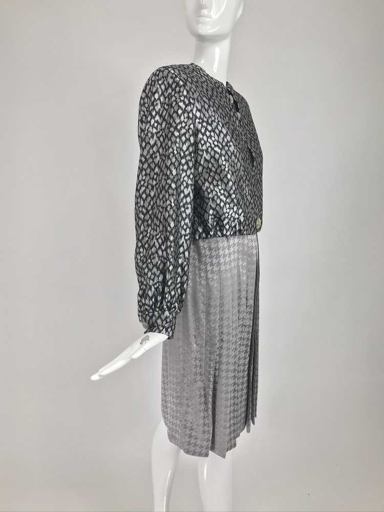 Vintage James Galanos Couture Pleated Print Dress… - image 13