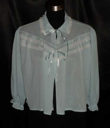 Vintage Darling Baby Blue Nylon Bedjacket L