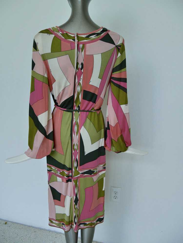 Vintage Emilio Pucci silk dress ,deep v cut puffy… - image 8