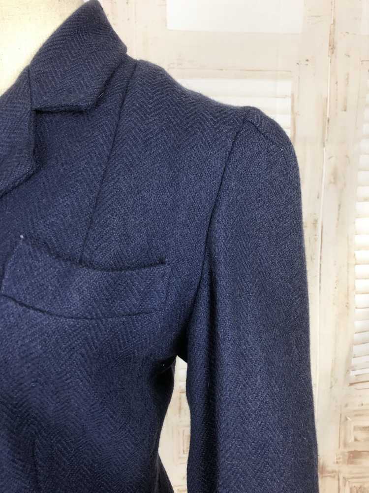 Original 1930s 30s Vintage Navy Blue Wool Jacket … - image 10