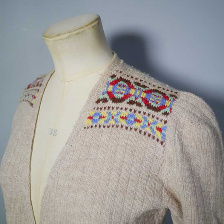 40s HANDKNITTED OPEN CARDIGAN / JACKET WITH FAIRI… - image 6