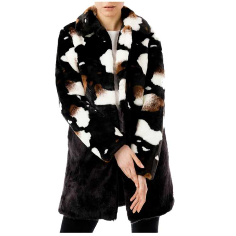 Cow Print Faux Fur Coat - Gem