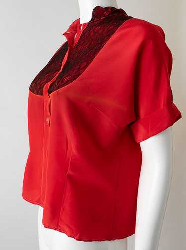 1950s Satin and Lace Blouse