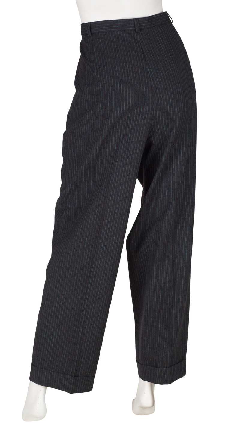 Louis Féraud 1980s Pinstripe Blue & Gray Wool Hig… - image 2