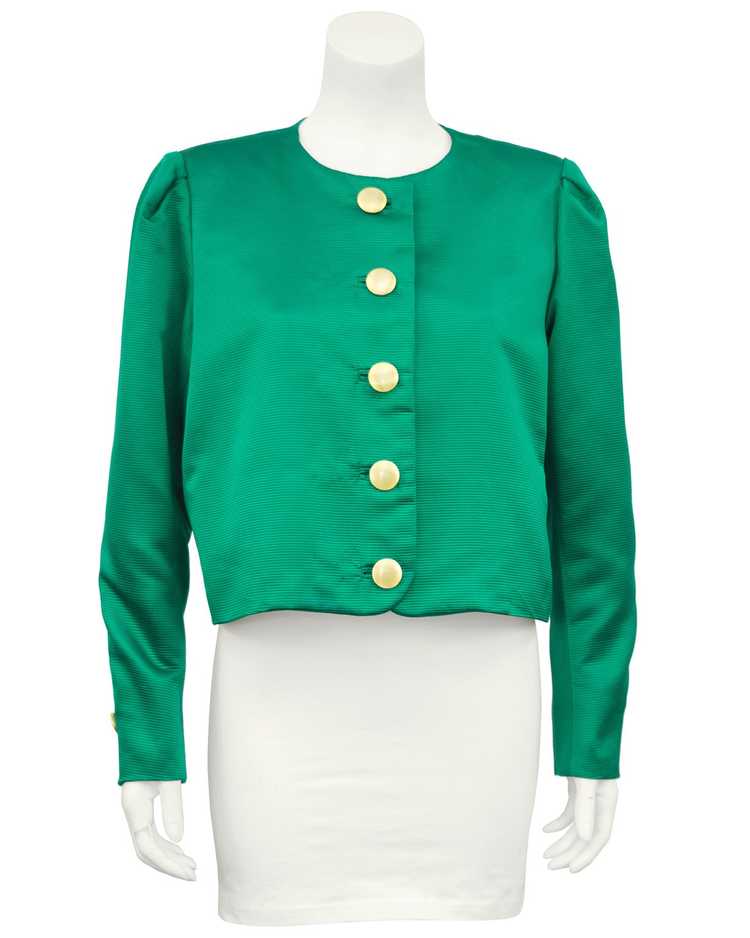 Yves Saint Laurent Green Silk Jacket - image 3