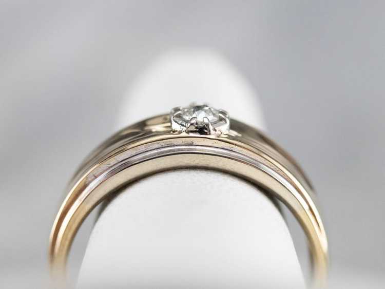 Men's Two Tone Gold Diamond Ring - image 8