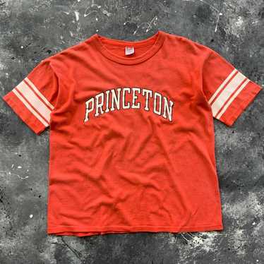 vintage princeton university collegiate raglan jersey tee varsity v neck single stitched t shirt 70s 80s champion brand