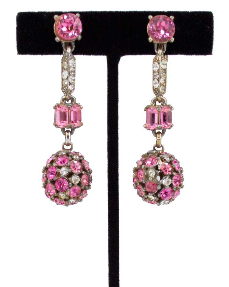 Pink Rhinestone Lariat & Earring Set - image 2