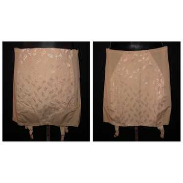 RARE Vintage 1940s Venus Twinette Peach Corset Girdle Skirt Open Bottom  Garters 