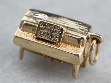 14K Gold Piano Charm - image 1