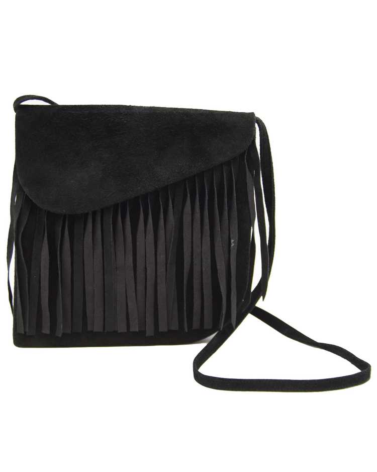 Yves Saint Laurent Black Suede Bag with Fringe - image 1