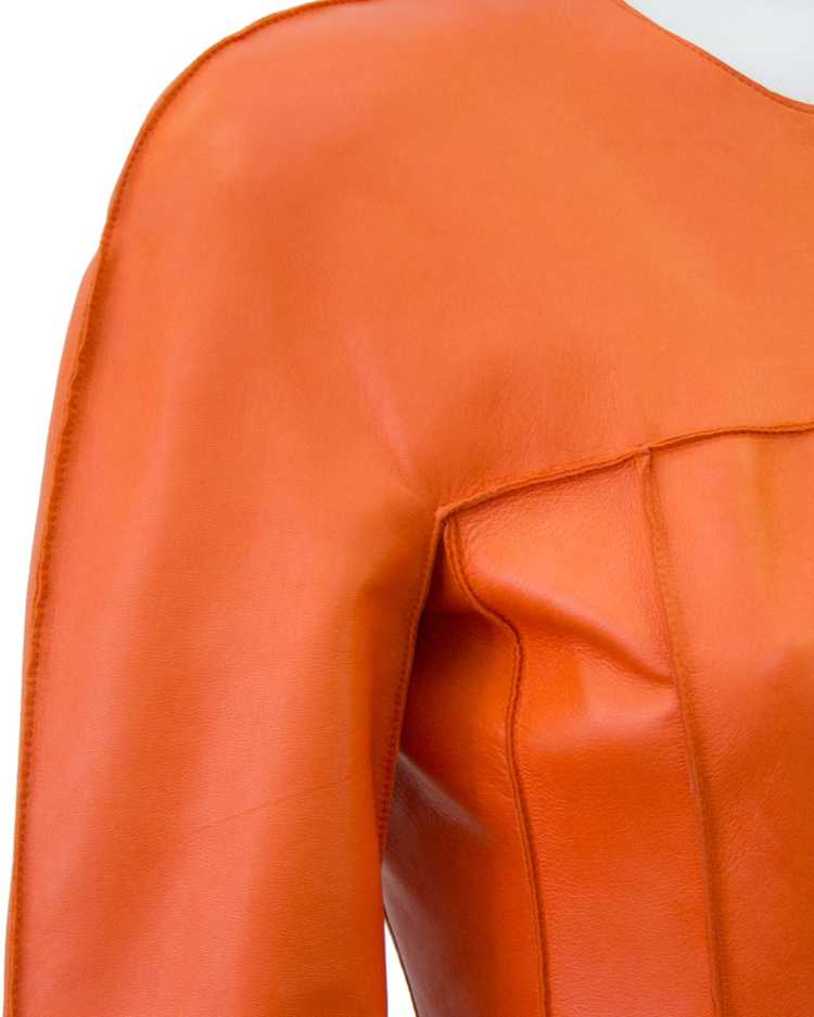 Chanel Orange Cropped Leather Jacket - image 4