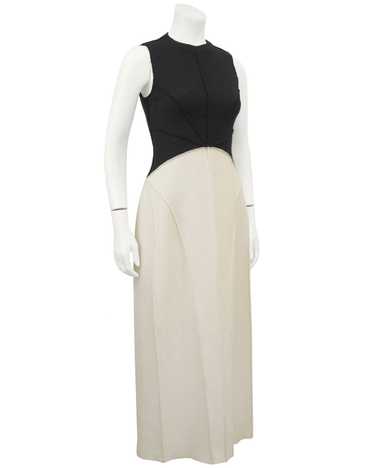 Chanel Black and Cream Felted Wool Maxi Dress