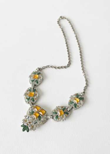 Vintage 1930s Gold and Green Rhinestone Glamour Ne