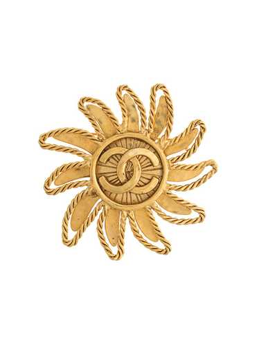 CHANEL Pre-Owned 1994 CC sun motif brooch - Gold