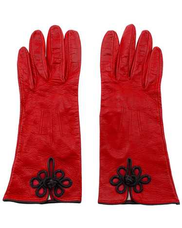 Perry Ellis Red Leather Gloves with Black Passimen