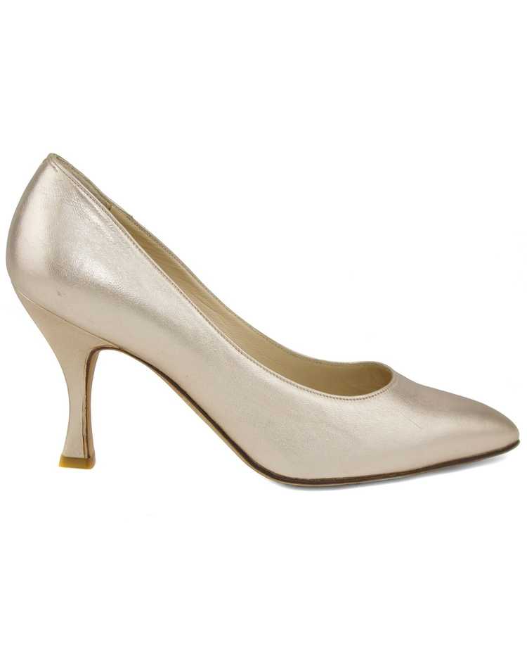 Manolo Blahnik Gold Leather High Heels - image 2