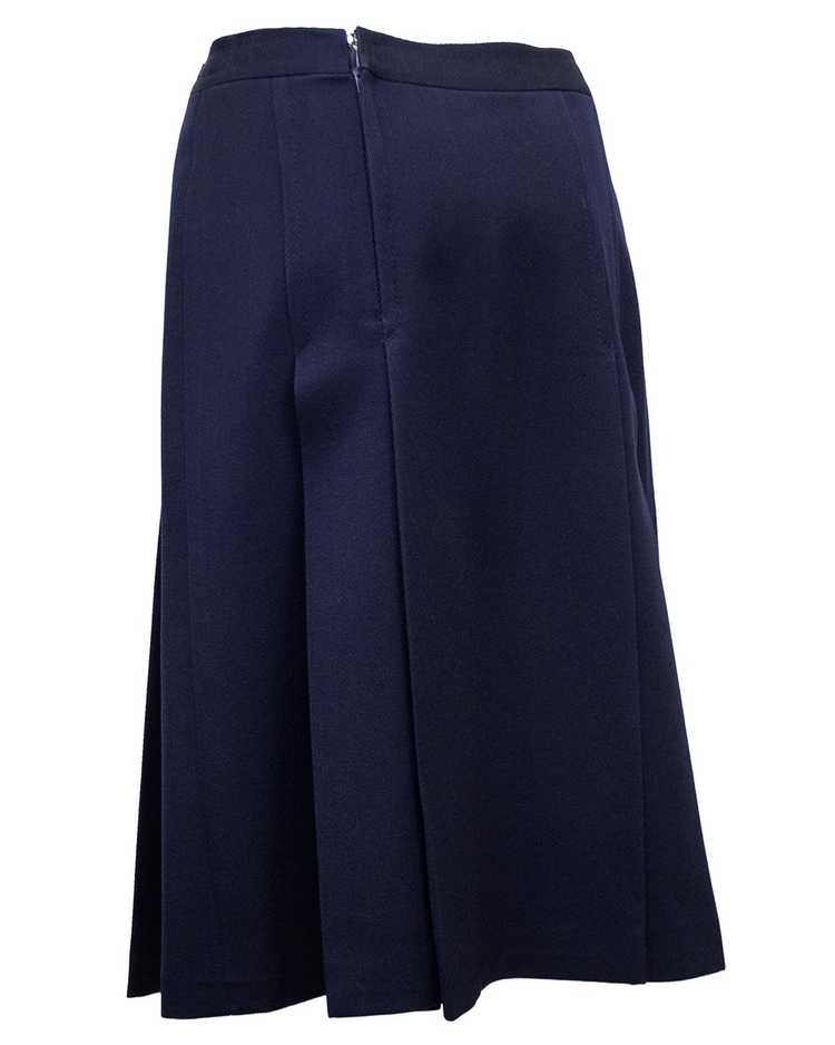 Celine Navy Wool Gabardine Pleated Skirt - image 2
