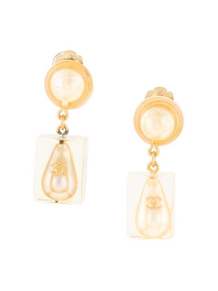 CHANEL Pre-Owned 1997 dangling cube CC earrings -… - image 1