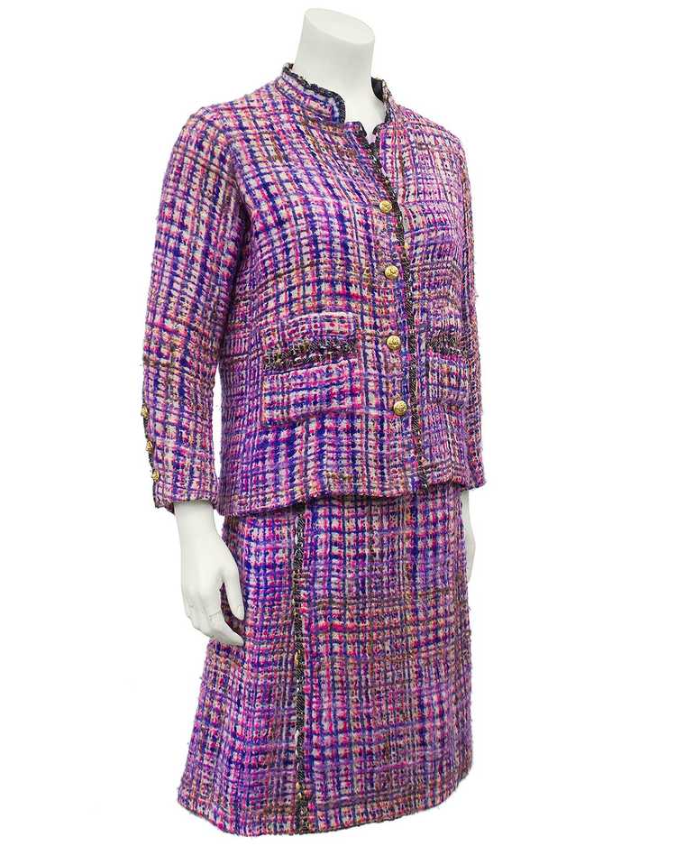 Chanel Couture Purple and Pink Boucle Suit - image 1