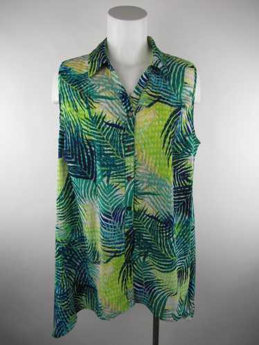 Catherines Soft Silky Flyaway Abstract Print Embellished Top Size 4X