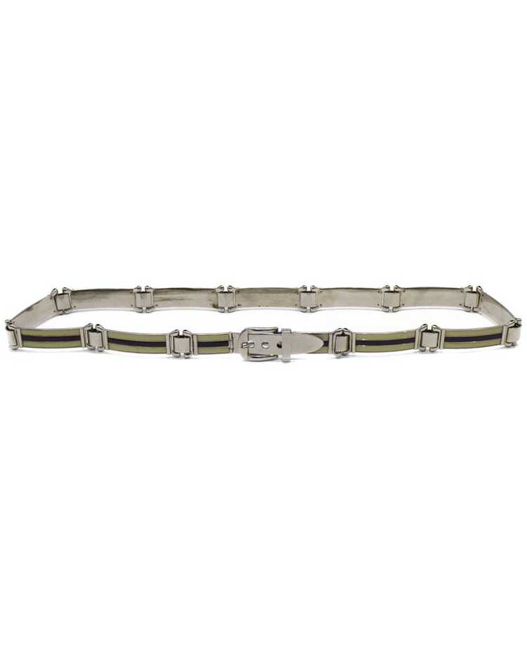 Gucci Silver belt with cream and brown enamel - image 1