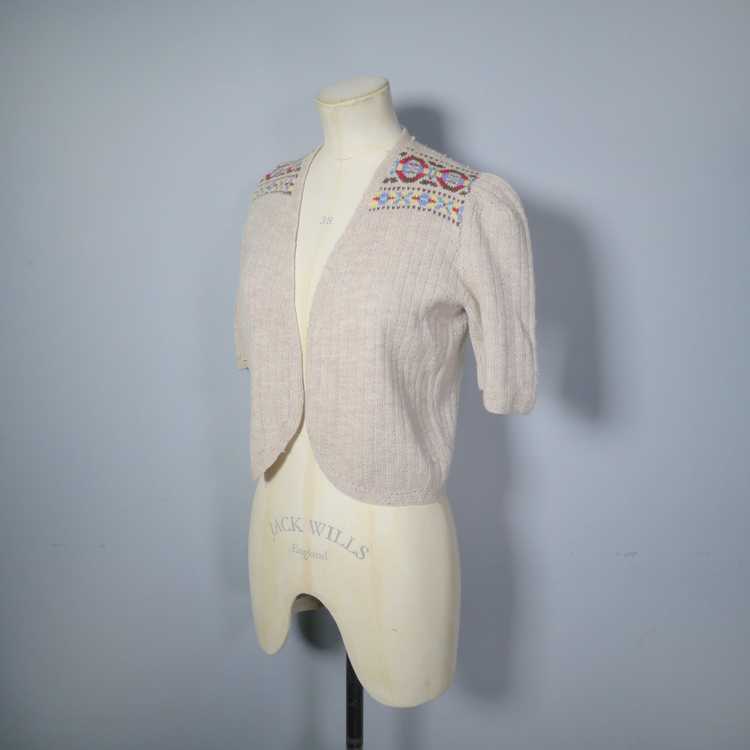 40s HANDKNITTED OPEN CARDIGAN / JACKET WITH FAIRI… - image 5