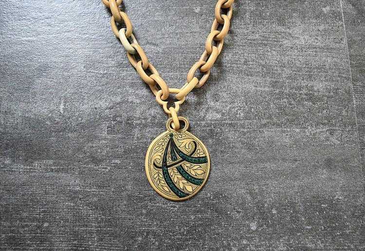 1930s celluloid necklace . vintage 30s chain pend… - image 2