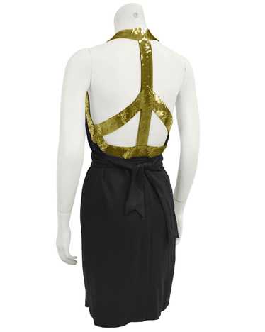 Moschino Black Dress with Gold Sequin Peace Sign B