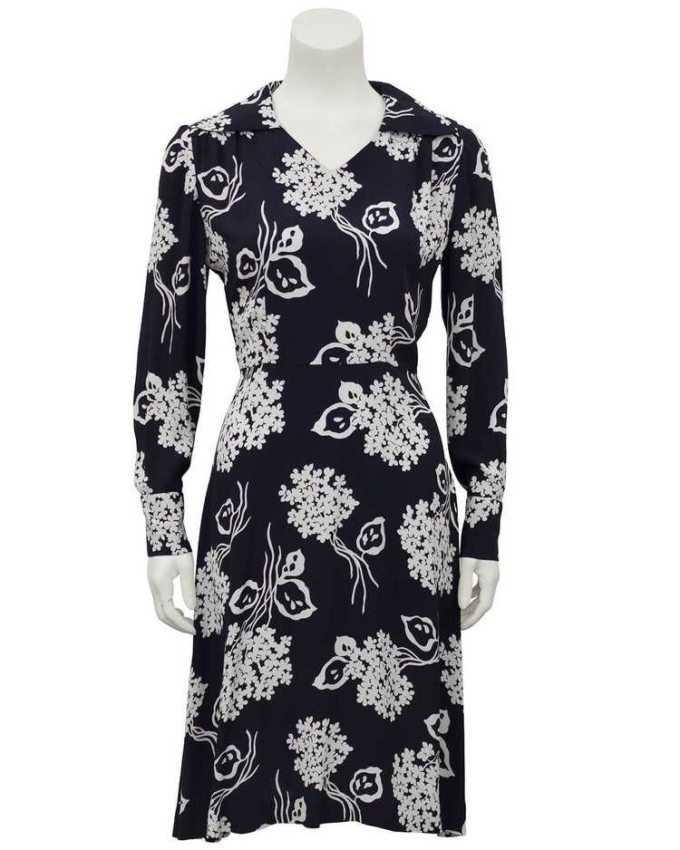 Black and Cream Floral Rayon Dress - image 2