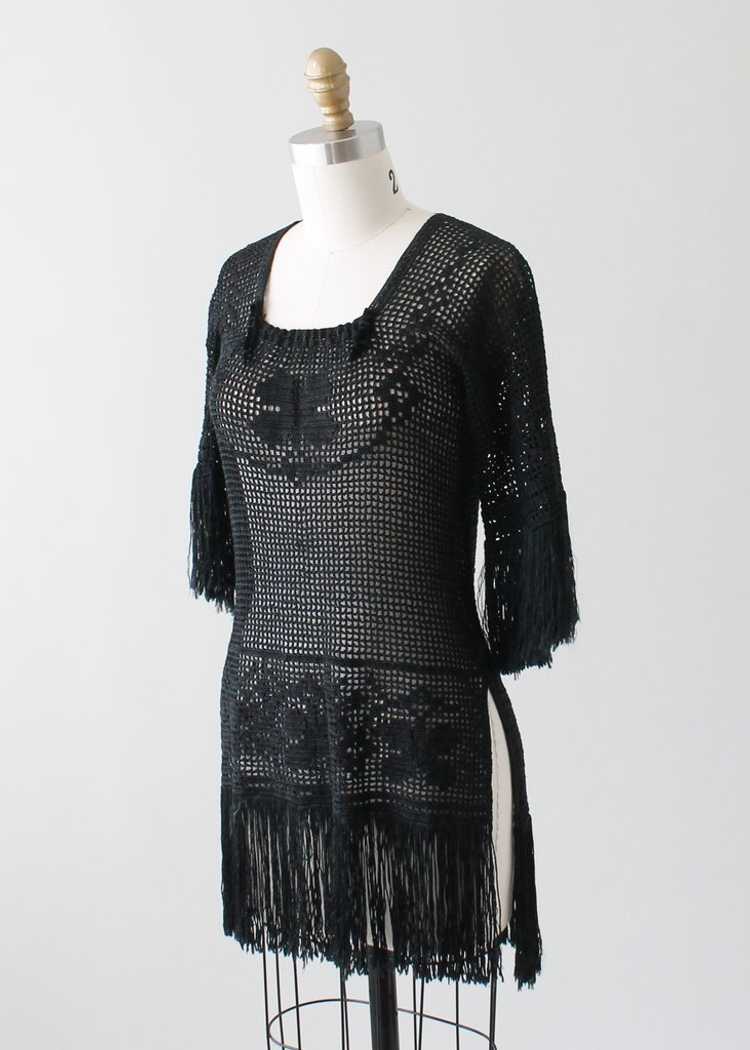Vintage 1920s Fringed Knit Tunic Sweater - image 4