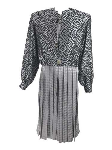 Vintage James Galanos Couture Pleated Print Dress… - image 1
