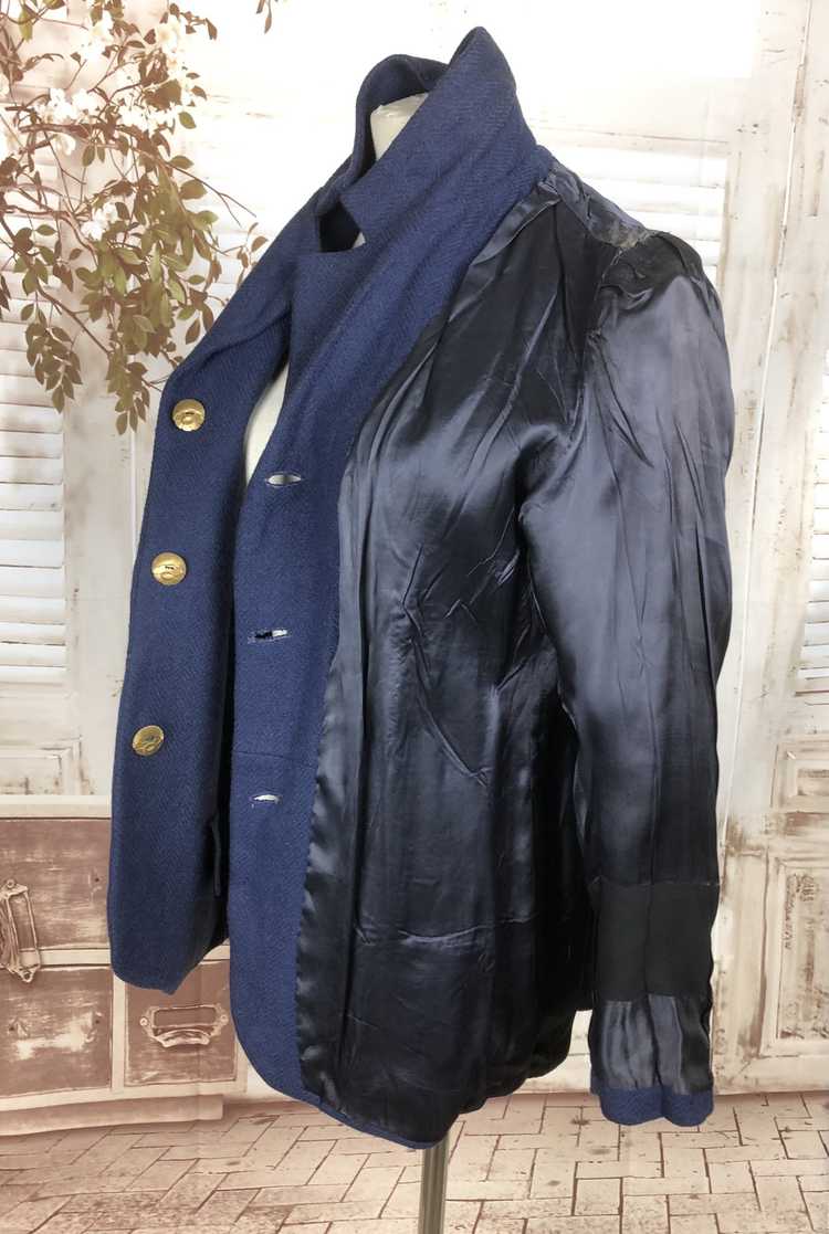 Original 1930s 30s Vintage Navy Blue Wool Jacket … - image 18