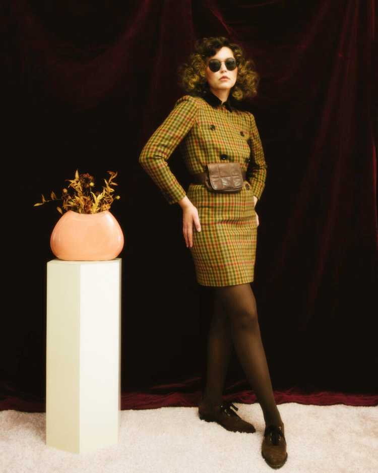 1980s Valentino plaid dress - image 1