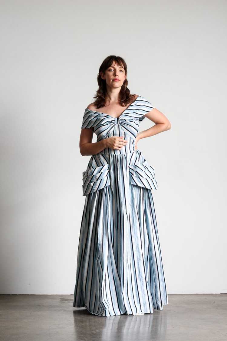 1940's striped cotton gown | VINTAGE - image 1