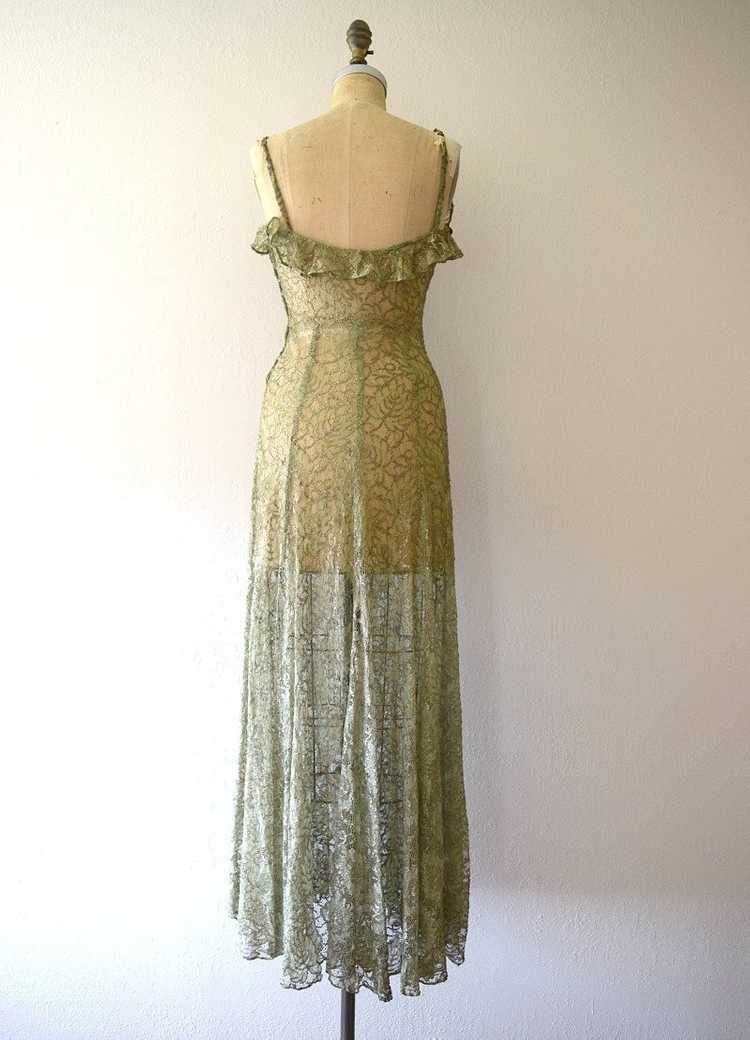 1930s green lace and gold lame gown . vintage 30s… - image 5