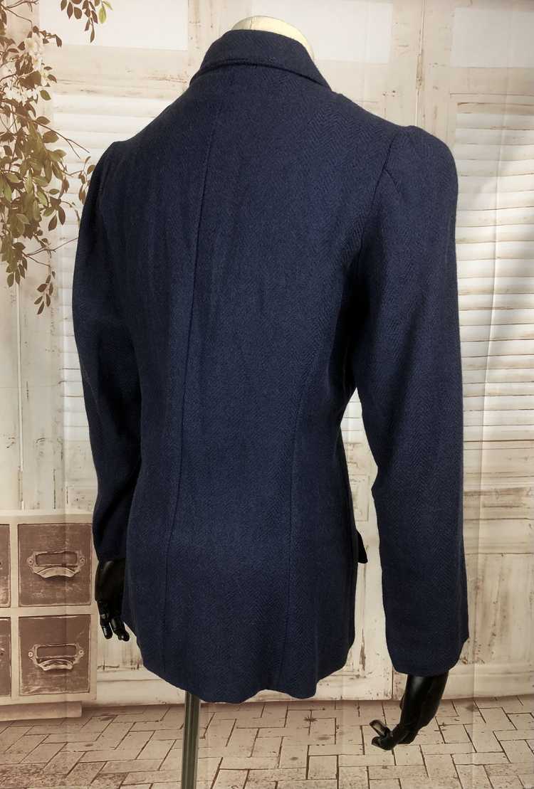 Original 1930s 30s Vintage Navy Blue Wool Jacket … - image 7
