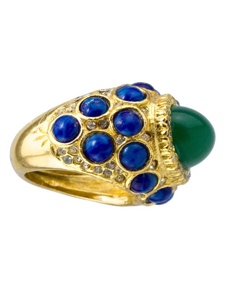 Kenneth Jay Lane Cocktail Ring with Green and Blu… - image 3