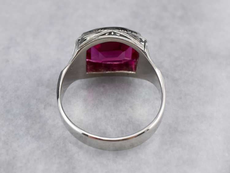 East to West Art Deco Synthetic Ruby White Gold R… - image 5