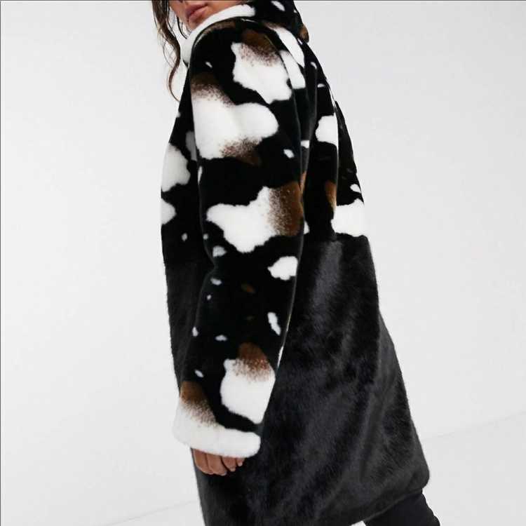 Cow Print Faux Fur Coat - image 4