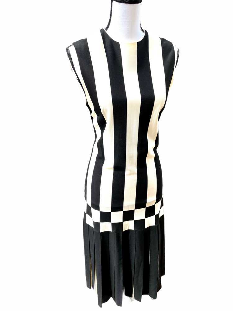 Vintage Mod Black & White Striped Dress - image 3