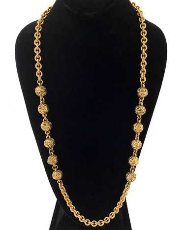 Chanel Gold Tone Chain Link Necklace with Gilded … - image 1