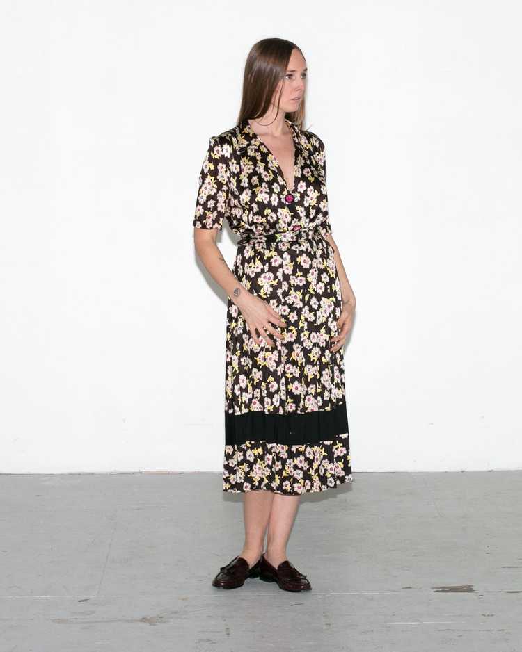 Vintage 1940's Rayon Jersey Floral Dress, 40's - image 3