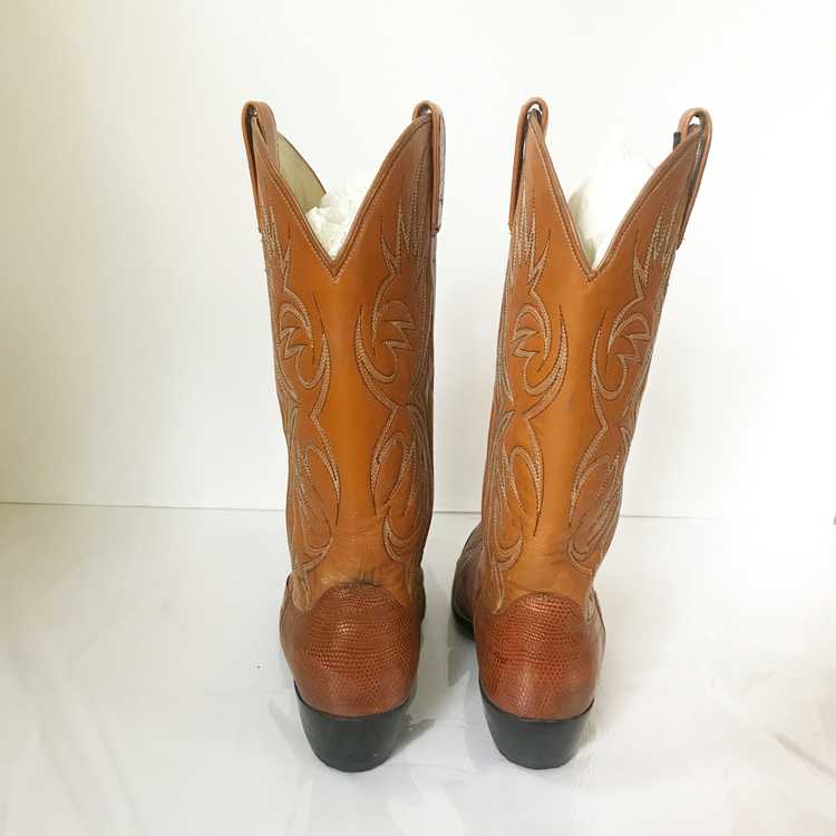 Vintage Dan Post Lizard Tan Cowboy Boots - image 3