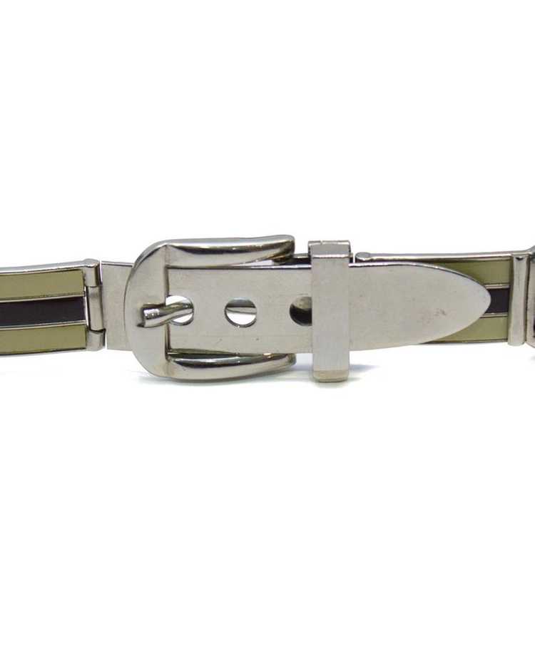 Gucci Silver belt with cream and brown enamel - image 2