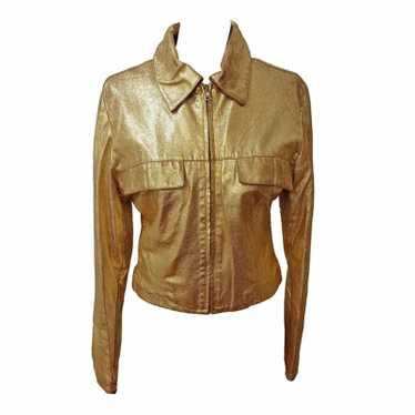 Blumarine Jacket/Coat Leather in Gold - image 1